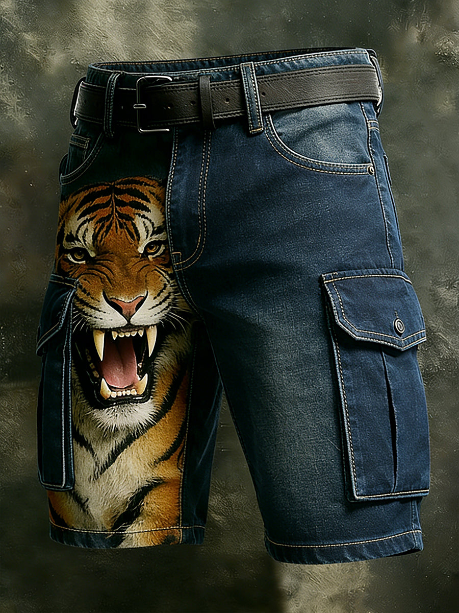 Men's Retro Vacation Business Animal Art Print Casual Shorts