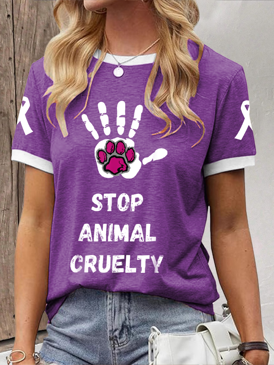 Women's stop animal cruelty T-shirt