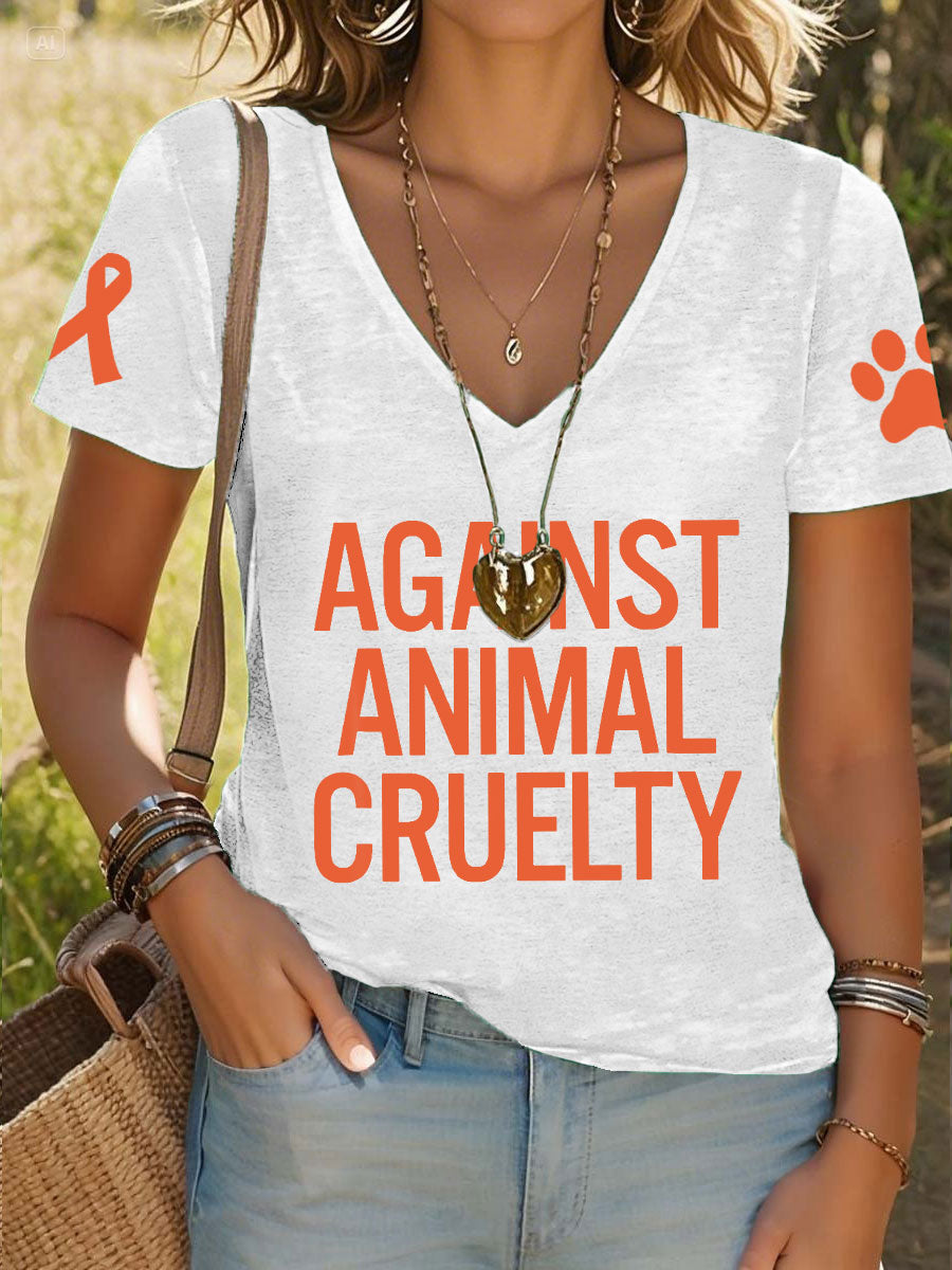 Women's Prevention of Cruelty to Animals Month Against animal cruelty V-neck T-shirt