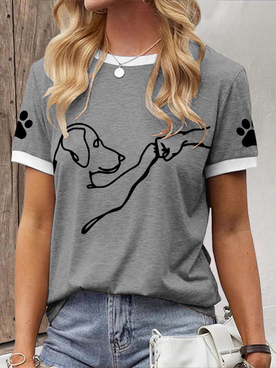 Women's Caring For Animals Dog High Fives Print T-shirt
