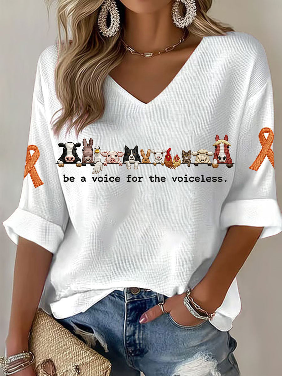 Women's 'be their voice for the voiceless' V-neck tops