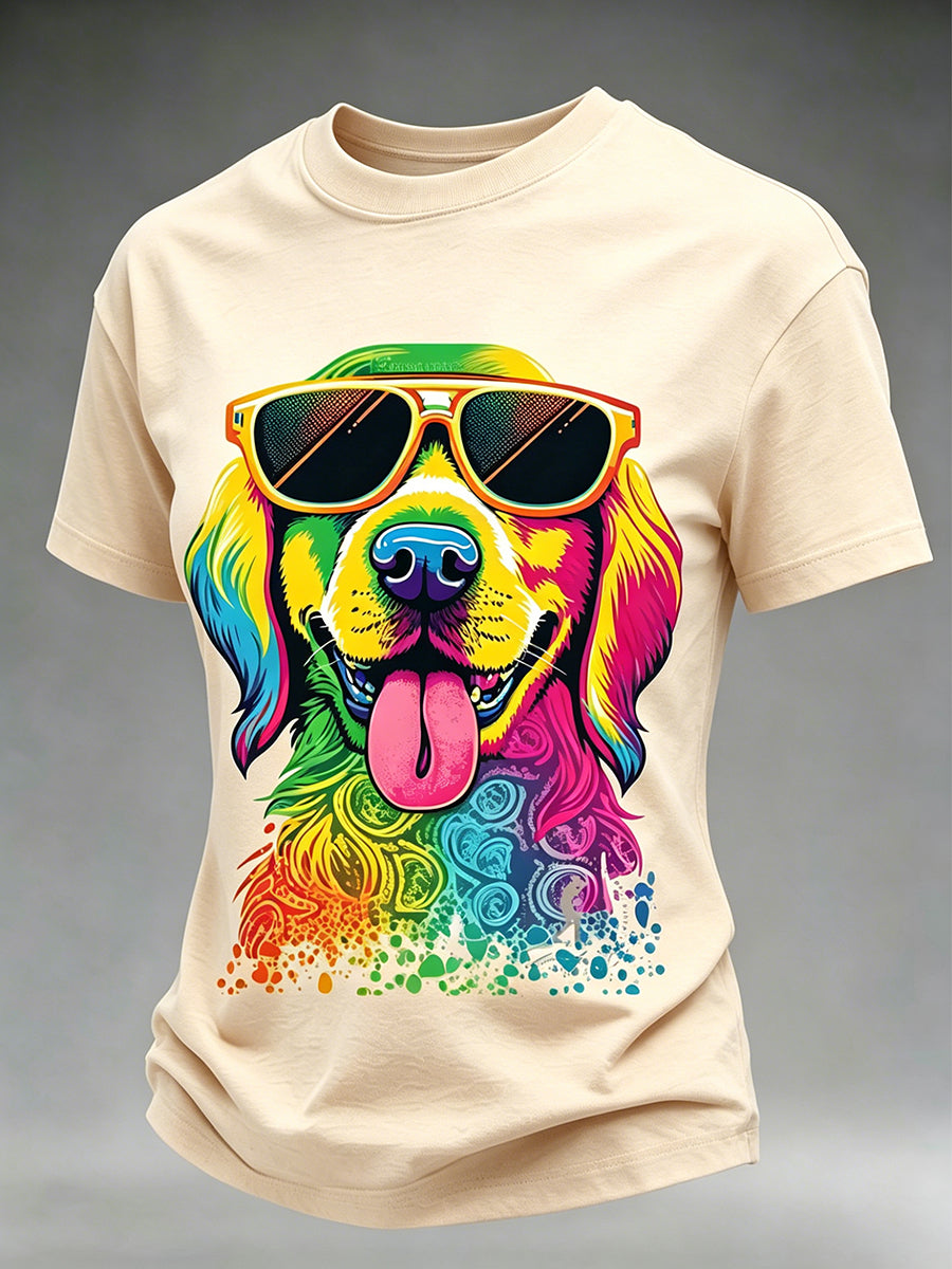 Women's Animal-Themed Artistic Print T-Shirt