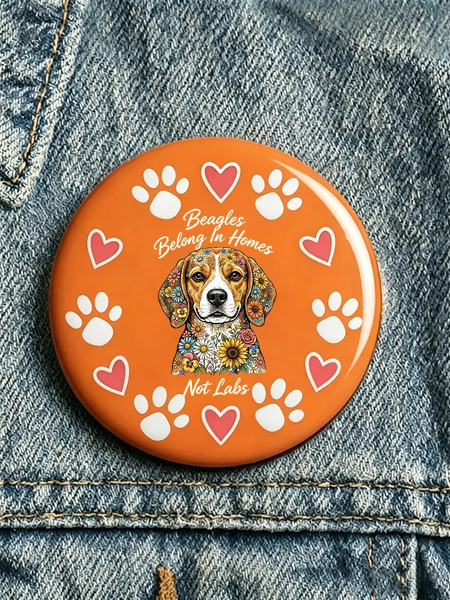 Unisex Save The Beagles Print Brooch