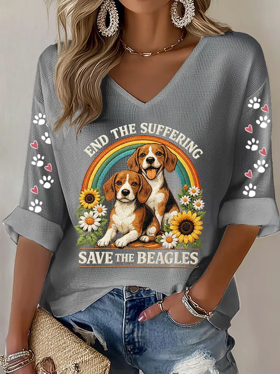 Women's End The Suffering Save The Beagles Waffle T-shirt