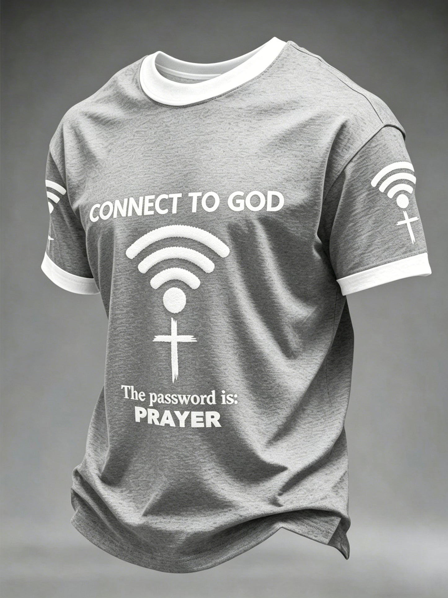 Men's "Connect To God,The Password IS Prayer" Print Casual T-Shirt