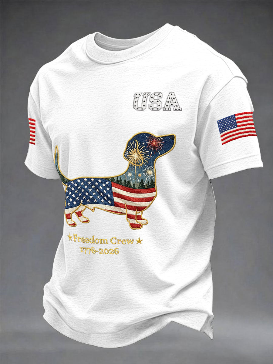 Men's Dachshund USA 1776-2026 short sleeves t-shirt