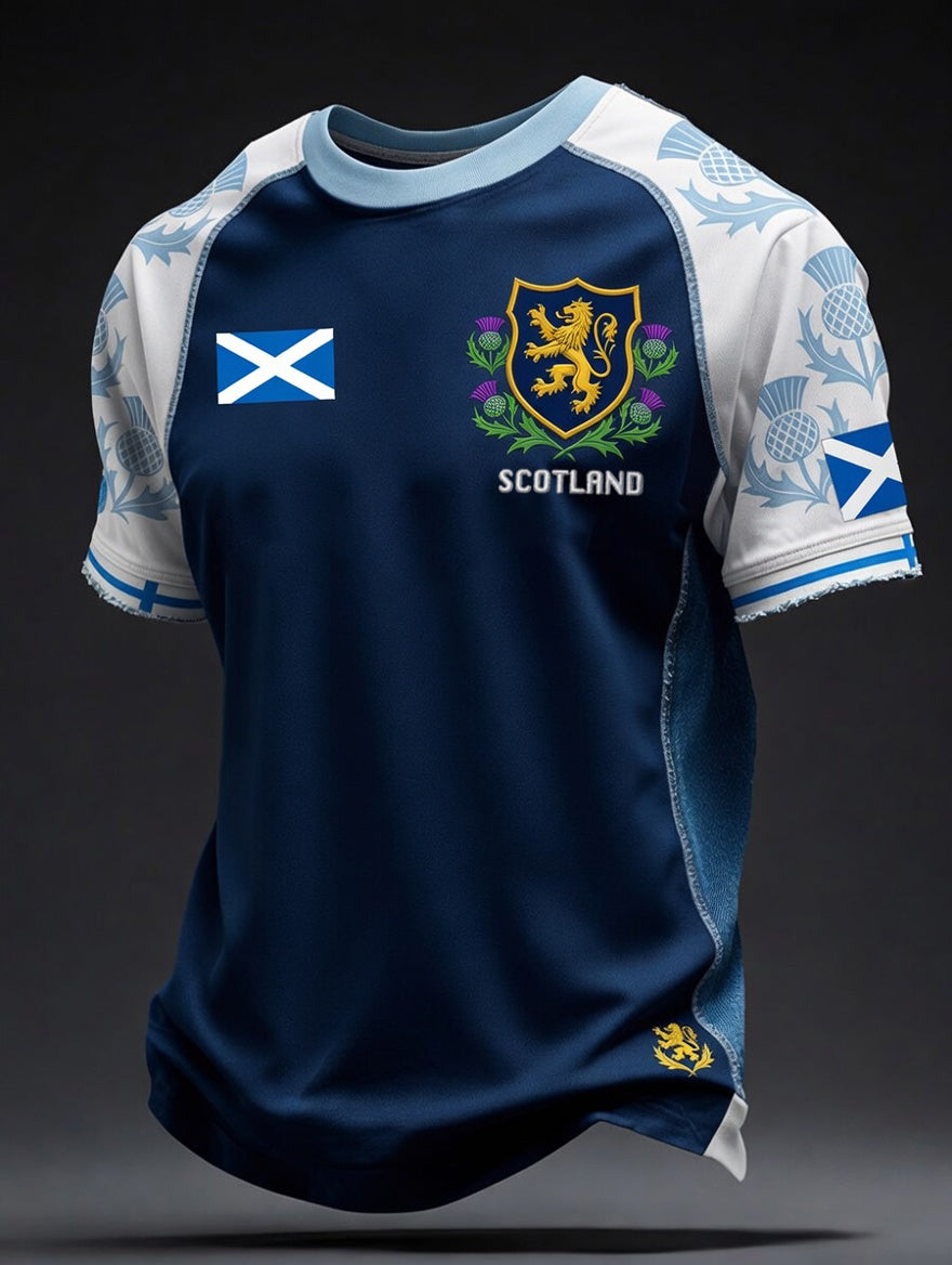 Men's Retro Scottish Football Fan Art Print Casual T-Shirt
