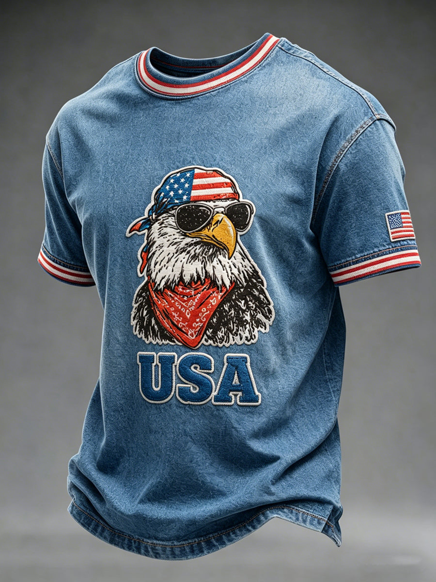 Men's Independence Day Printed Vintage Fashion Loose Short Sleeve T-Shirt