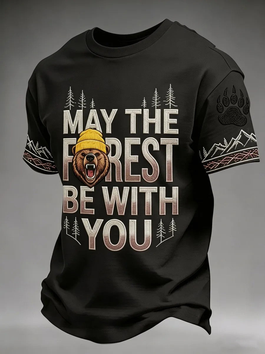 Men's May The Forest Be With You Printed Casual T-Shirt