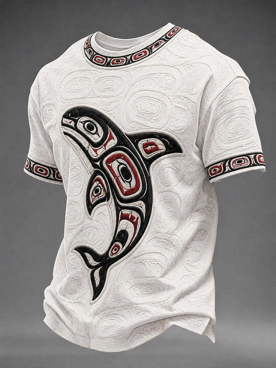Men's Indigenous Art Print Casual T-Shirt