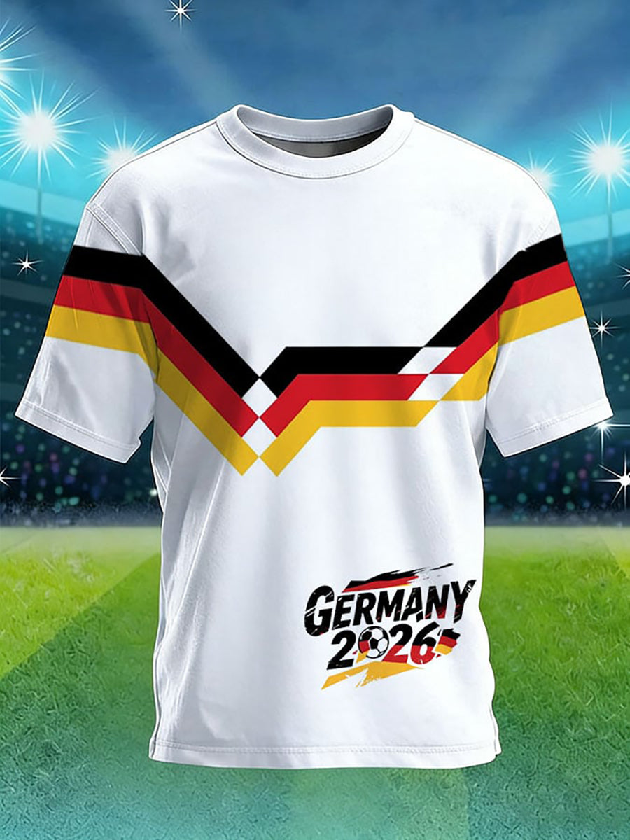 Men's Germany Football Fan Print Short Sleeves Shirt