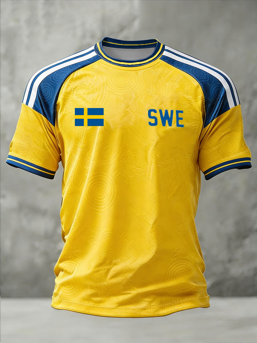 Men's Swedish Football lover Printed short sleeve t-shirt