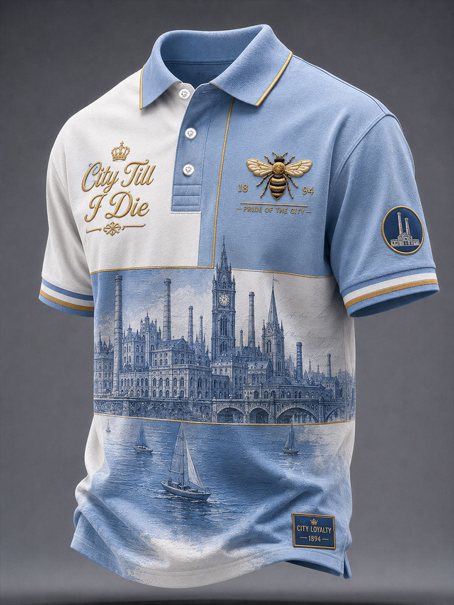 Men's Manchester Football Lover City&Bee Art Printed Casual Tops