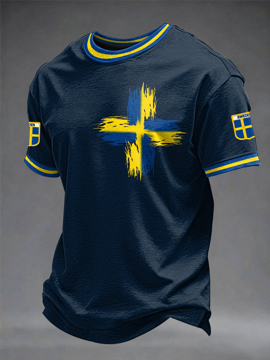Men's Swedish Football Printed T-shirt