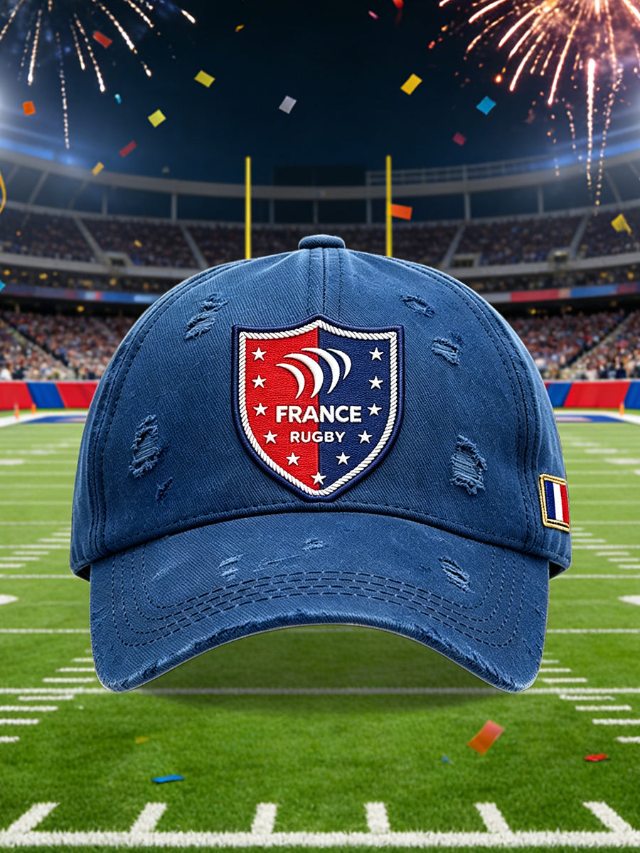 Blue French Rugby Hooped Print Casual Hat