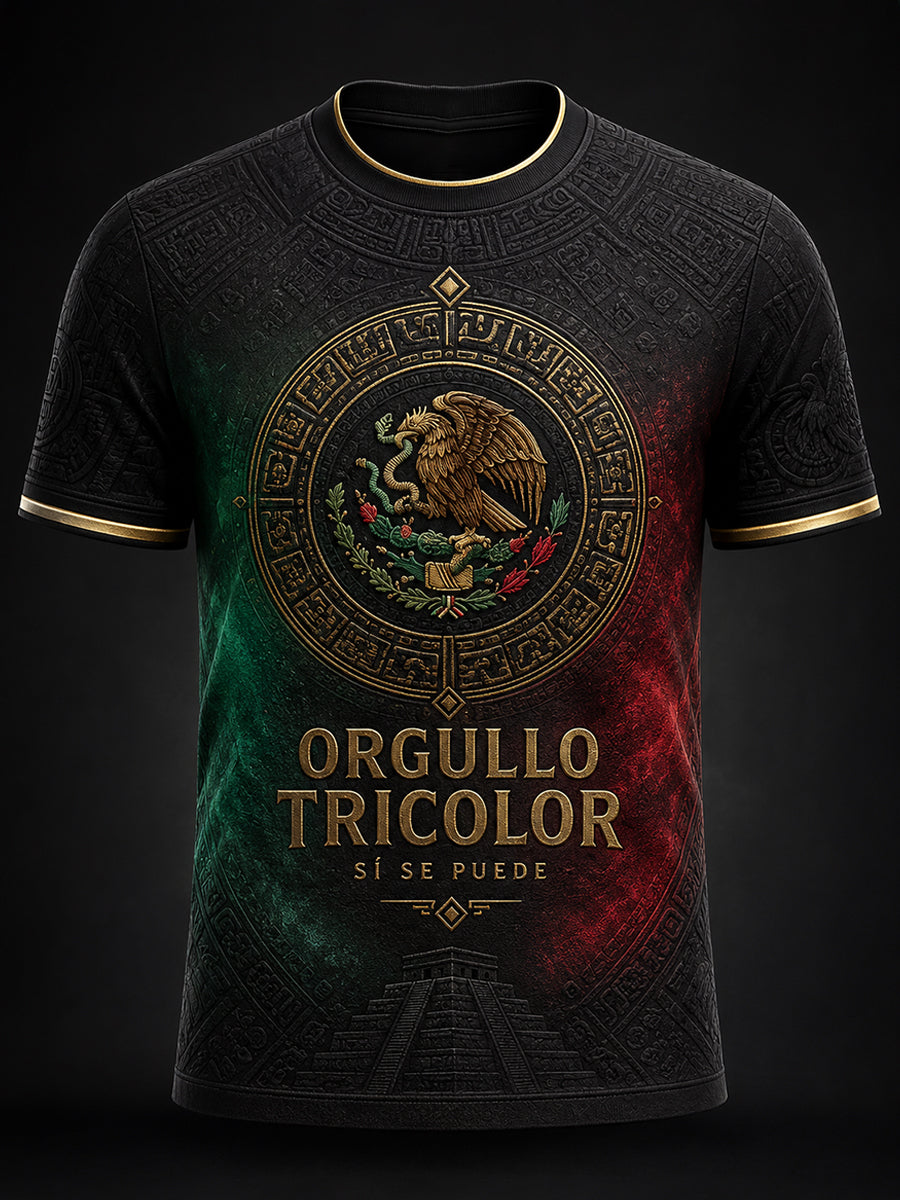 Camiseta estampada con diseño floral para amantes del fútbol mexicano, para hombre