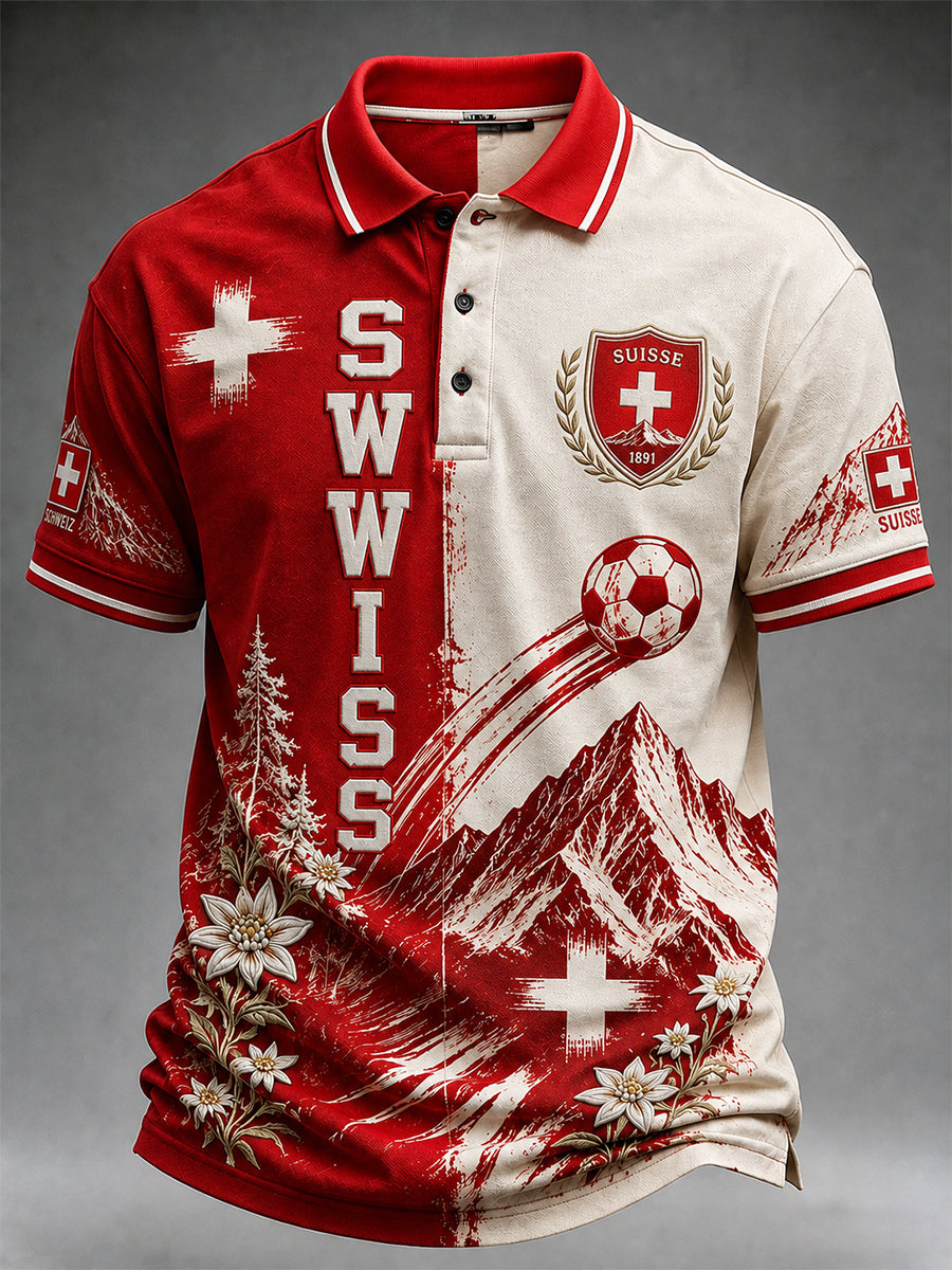 Retro-Schweizer Fußball-Fan‑Art‑Print lässiges Trikot