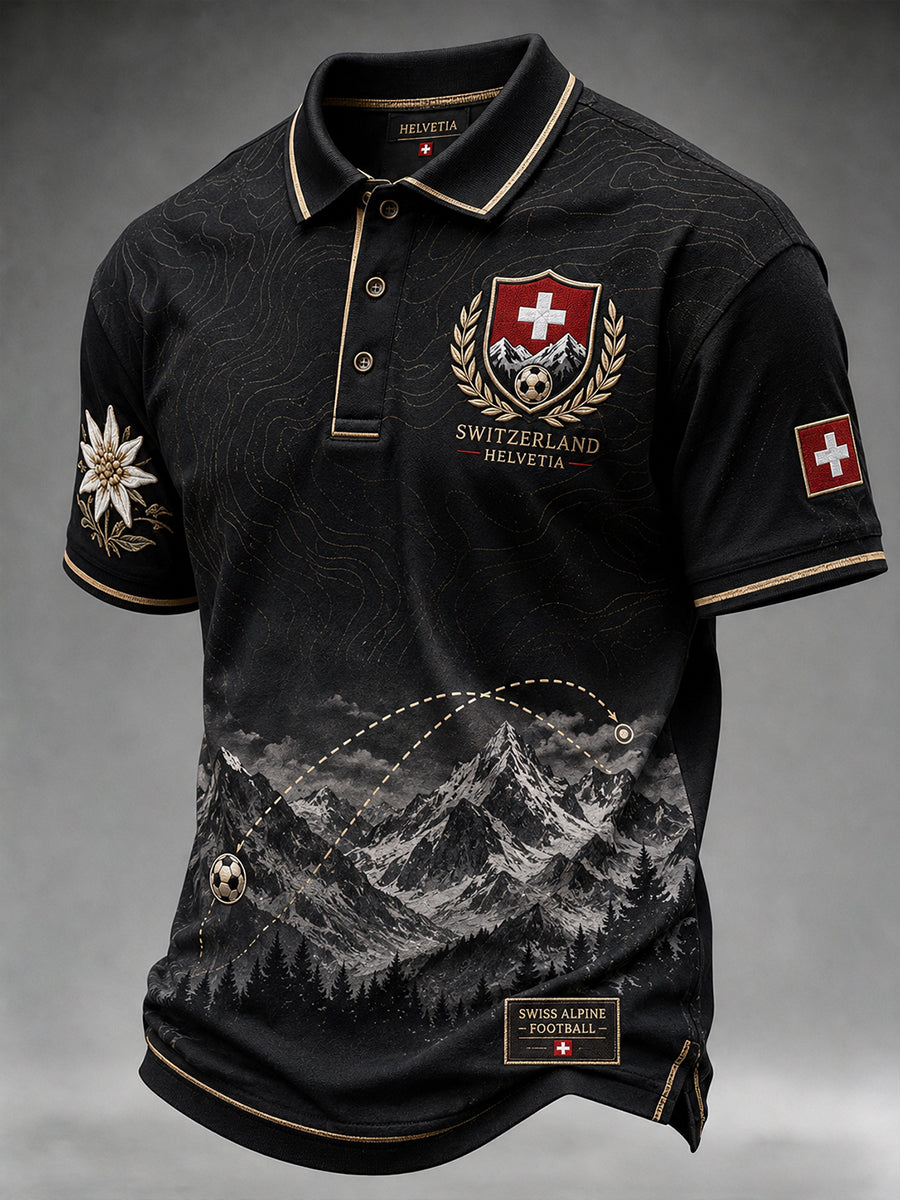 Retro-Schweizer Fußball-Fan‑Art‑Print lässiges Trikot