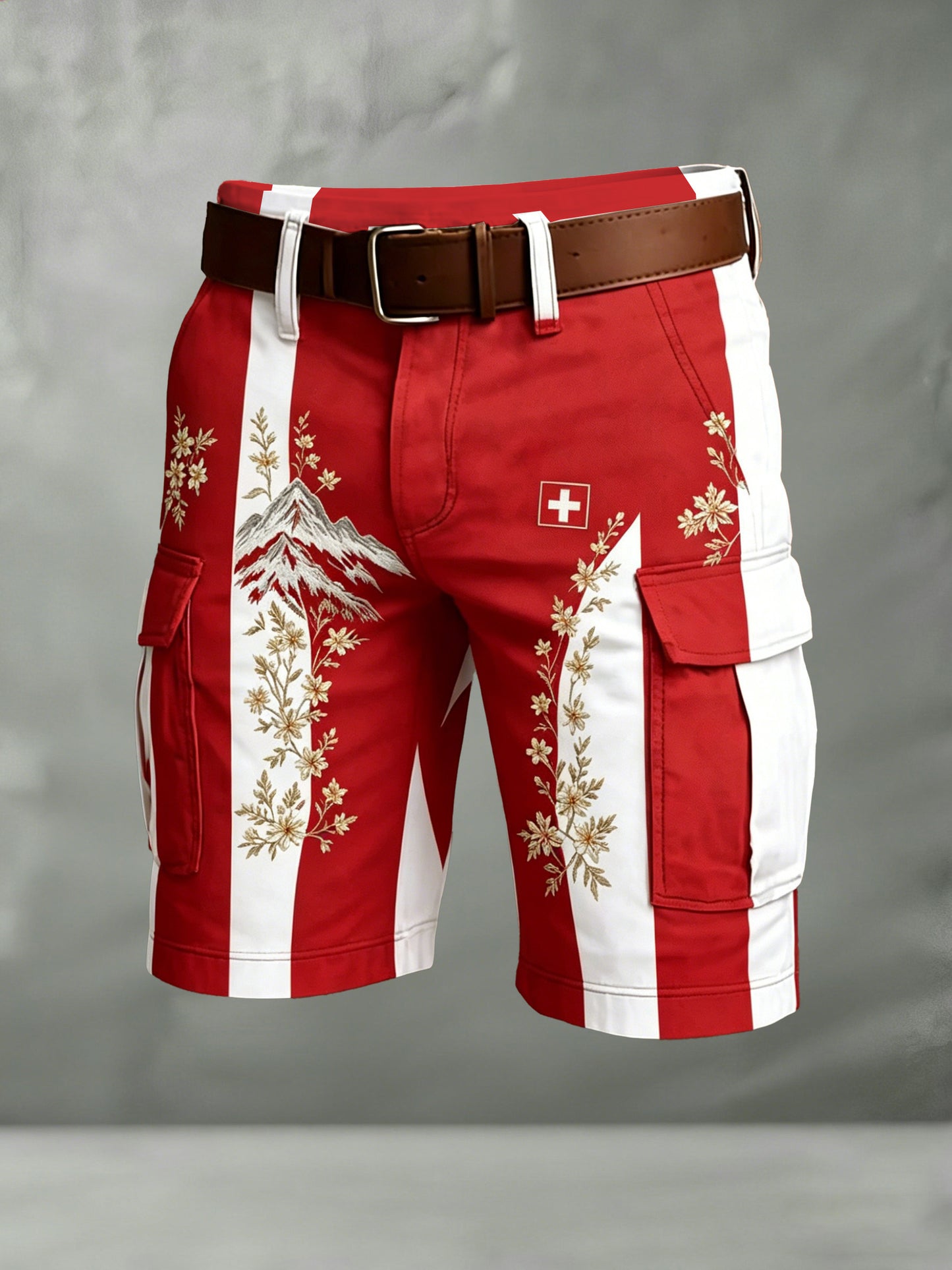 Herren Schweizer Edelweiss Business Art Print Freizeit shorts