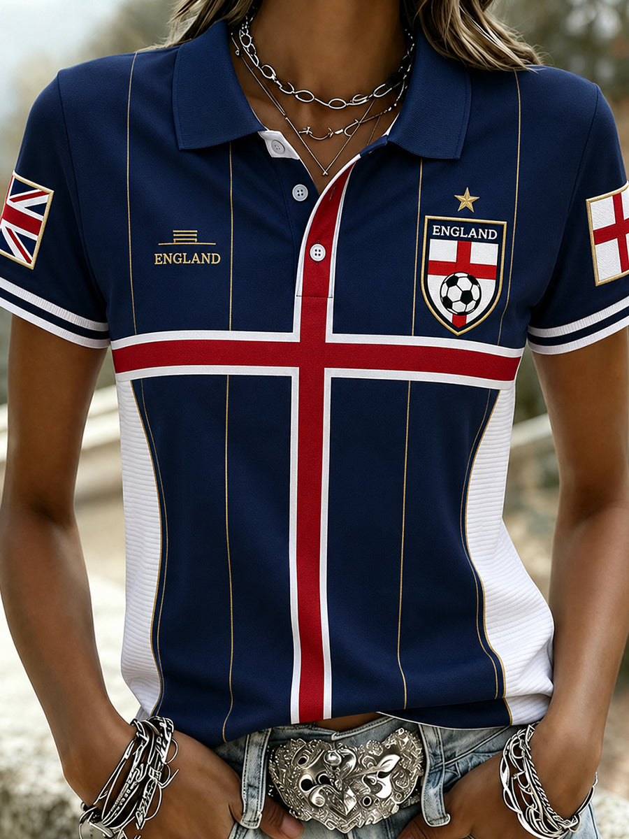 Retro England Football Fan Art Print Casual Jersey
