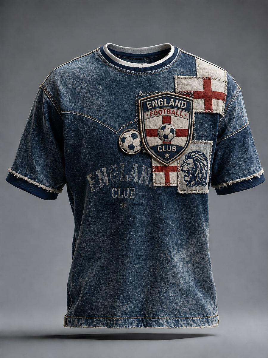 Retro England Football Fan Art Print Casual Jersey
