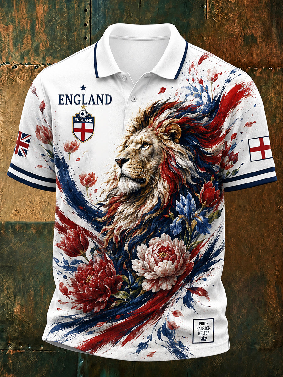 Retro England Football Fan Art Print Casual Jersey