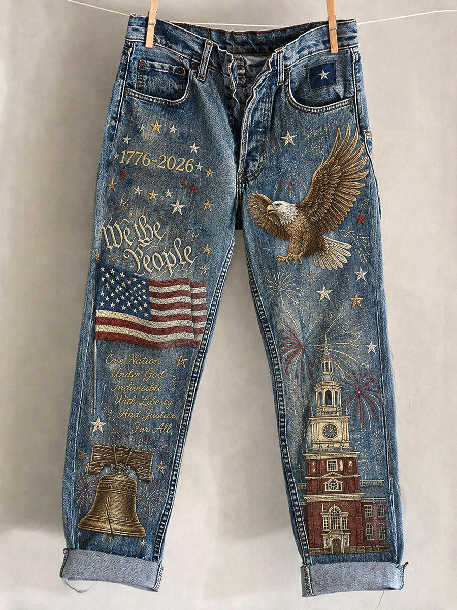 Women's Independence Day Printed Casual Pants