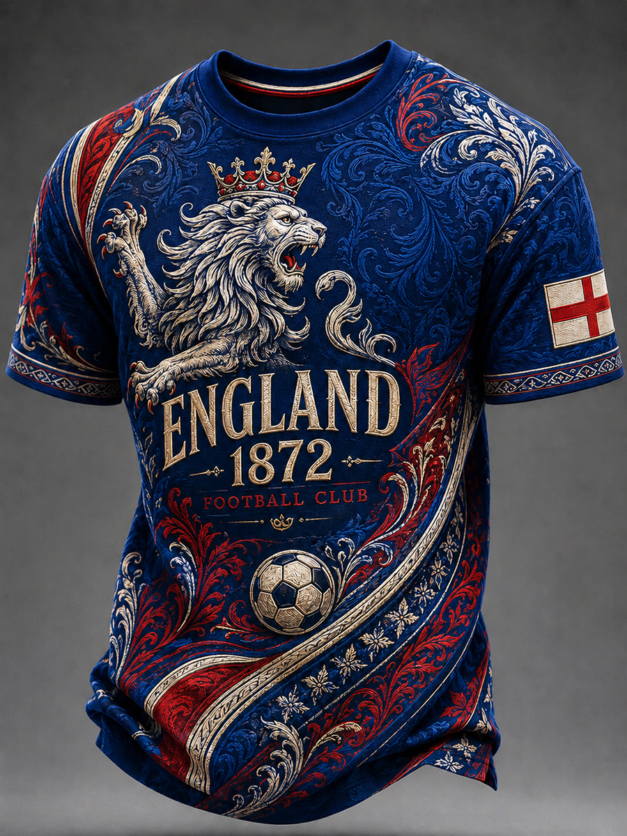 Retro England Football Fan Art Print Casual Jersey