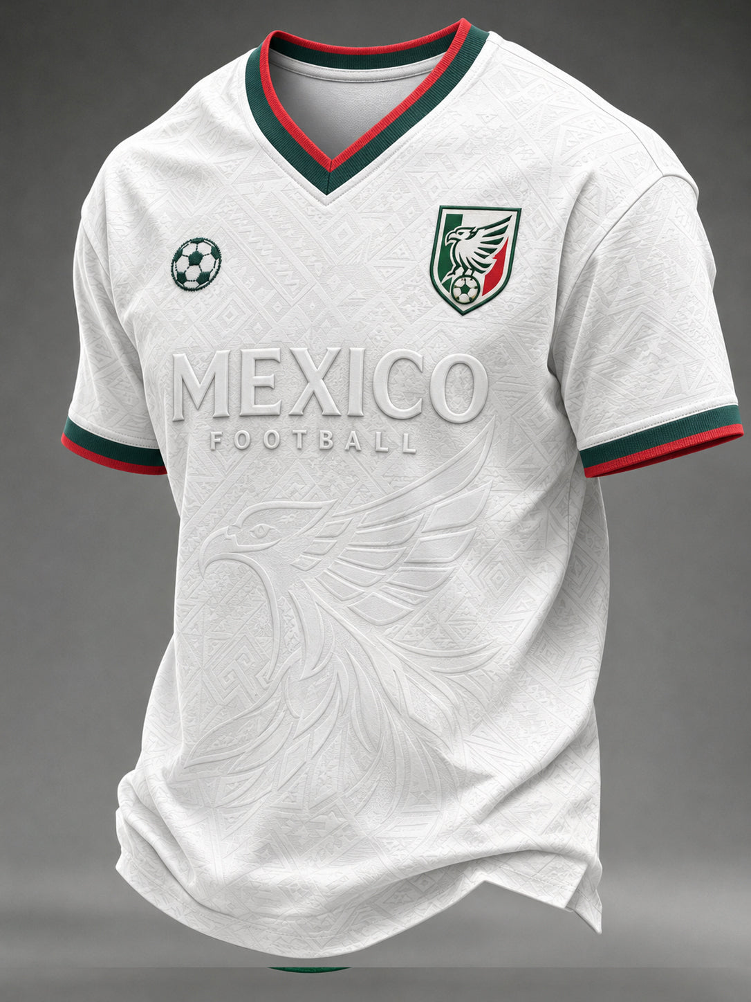 Camiseta casual de manga corta con cuello en V y estampado deportivo de fútbol para hombre