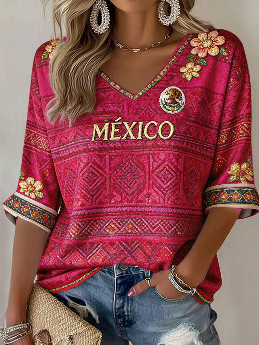 Camisetas estampadas para amantes del fútbol mexicano para mujer