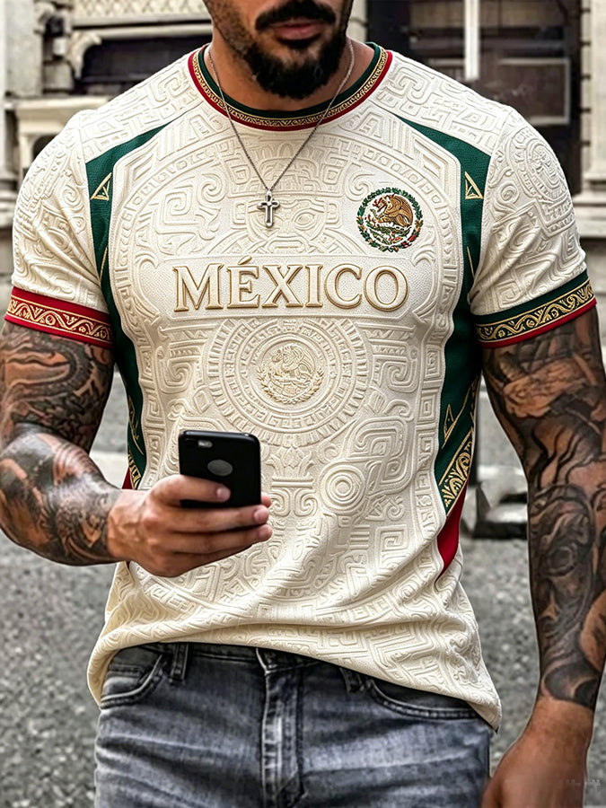 Camiseta estampada para amantes del fútbol mexicano, diseño masculino