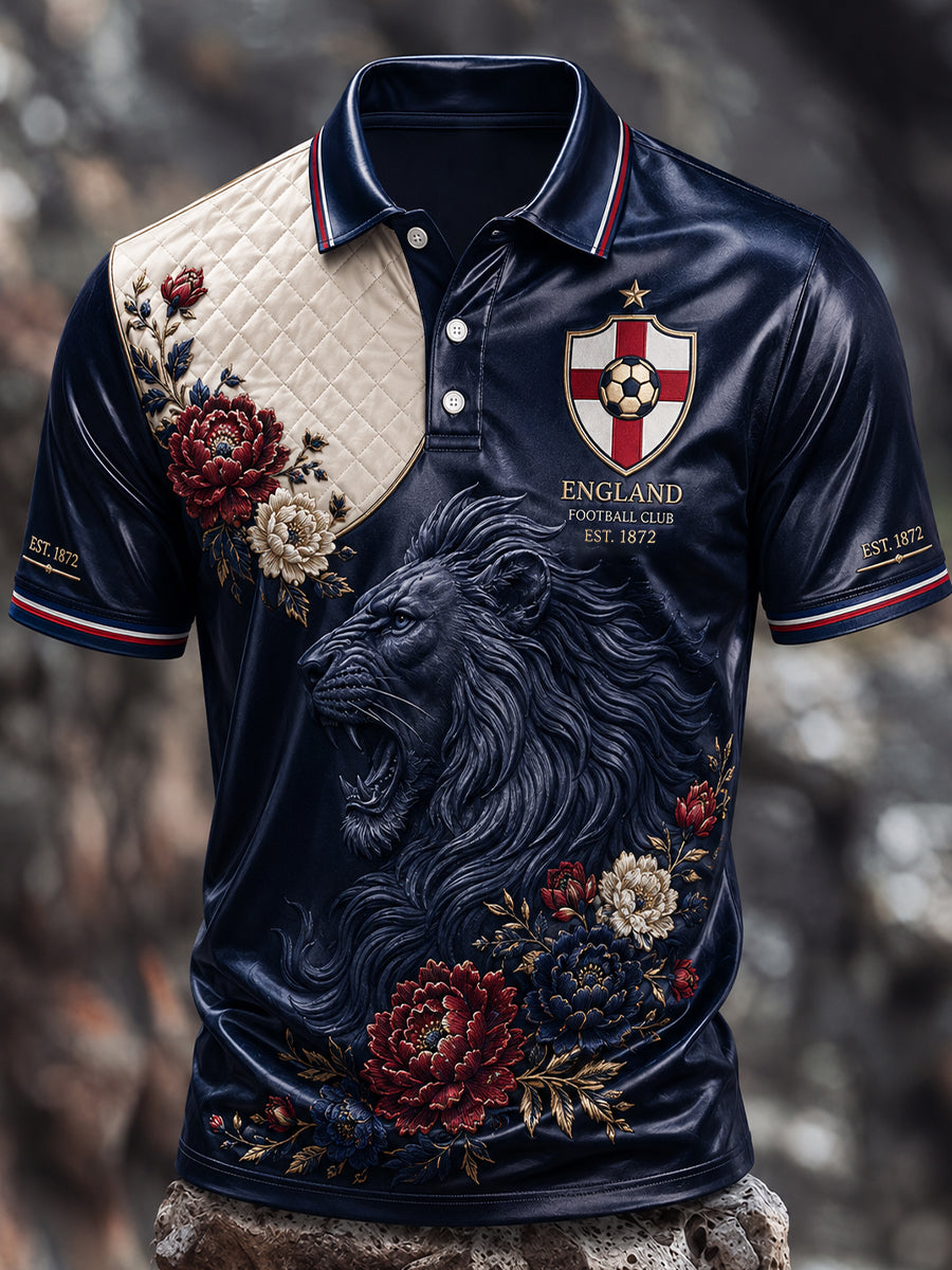 Retro England Football Fan Art Print Casual Jersey