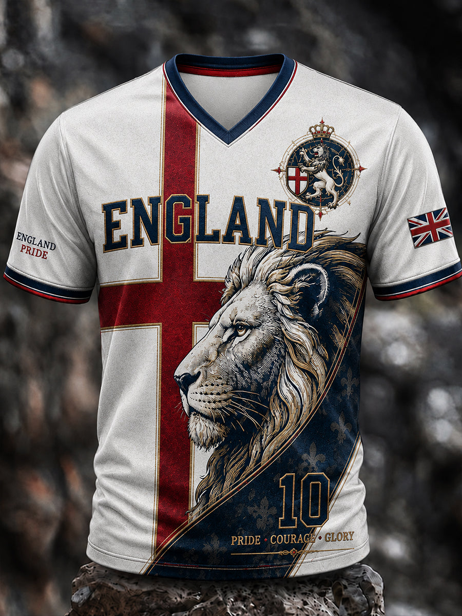 Retro England Football Fan Art Print Casual Jersey