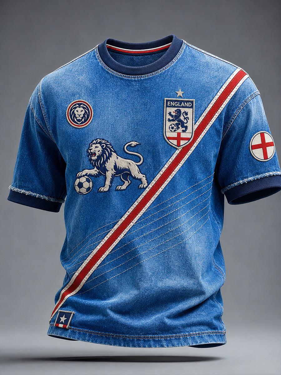 Retro England Football Fan Art Print Casual Jersey
