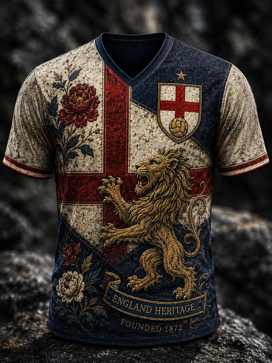 Retro England Football Fan Art Print Casual Jersey
