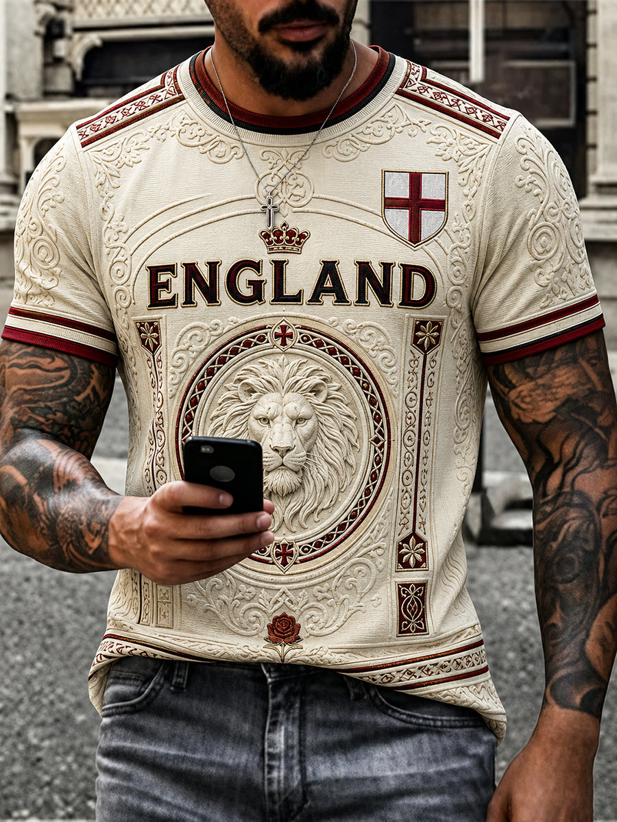 Retro England Football Fan Art Print Casual Jersey