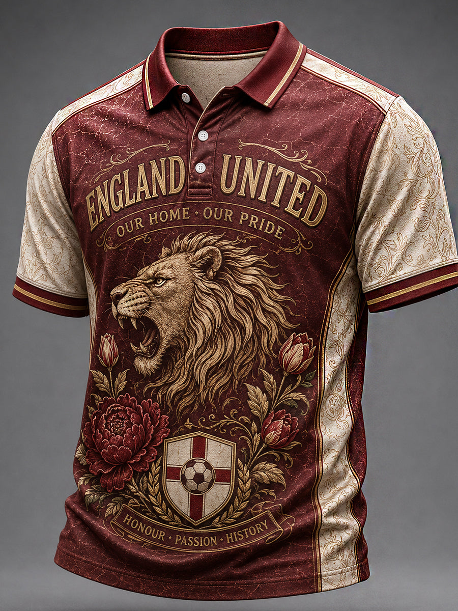 Retro England Football Fan Art Print Casual Jersey