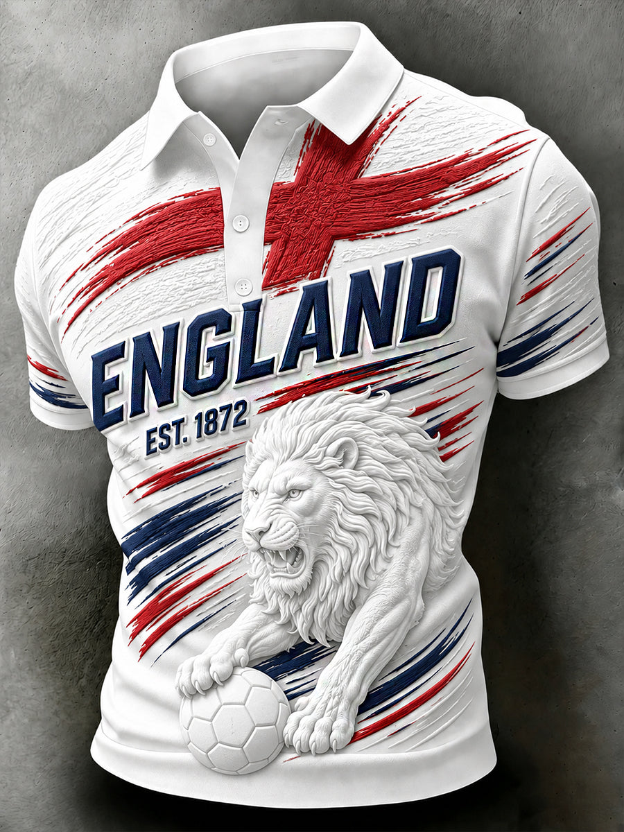 Retro England Football Fan Art Print Casual Jersey