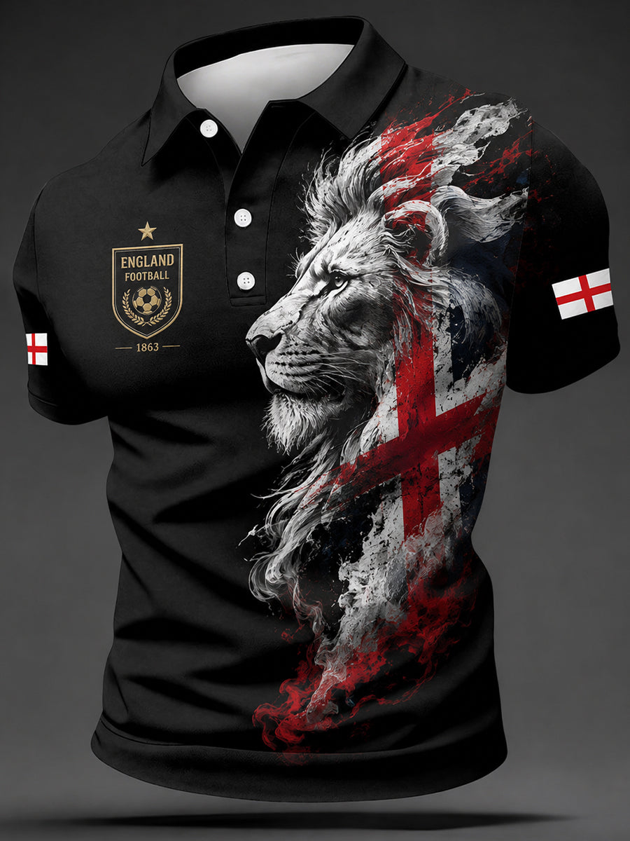 Retro England Football Fan Art Print Casual Jersey