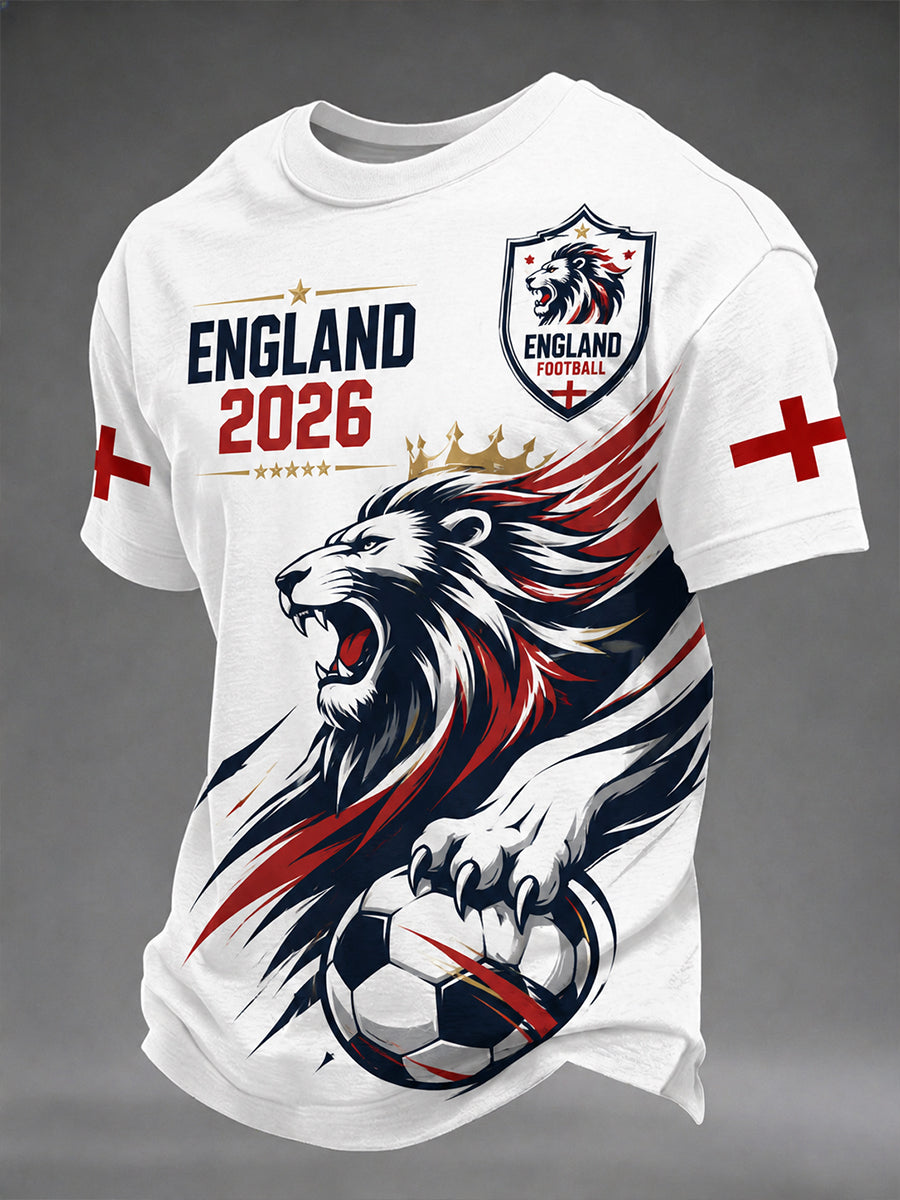 Retro England Football Fan Art Print Casual Jersey
