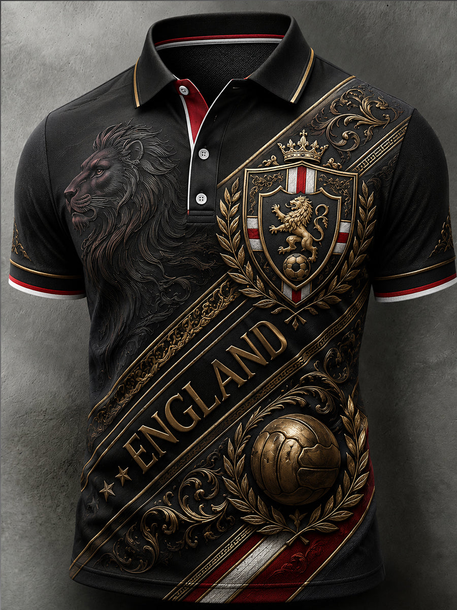 Retro England Football Fan Art Print Casual Jersey