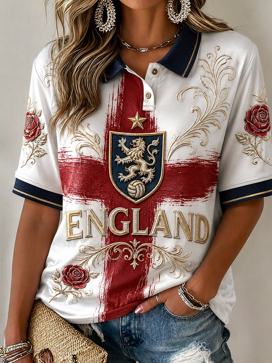 Retro England Football Fan Art Print Casual Jersey