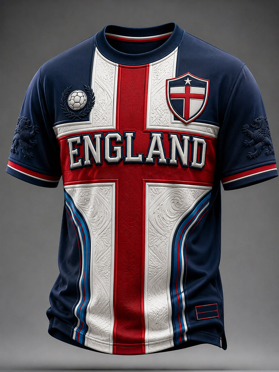 Retro England Football Fan Art Print Casual Jersey