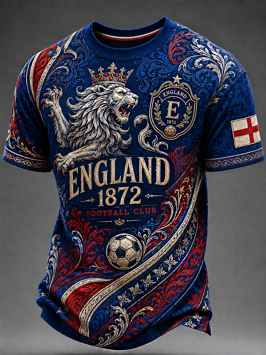 Retro England Football Fan Art Print Casual Jersey