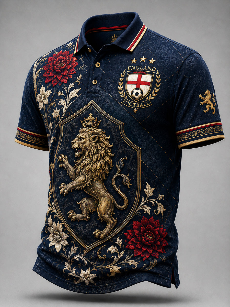 Retro England Football Fan Art Print Casual Jersey