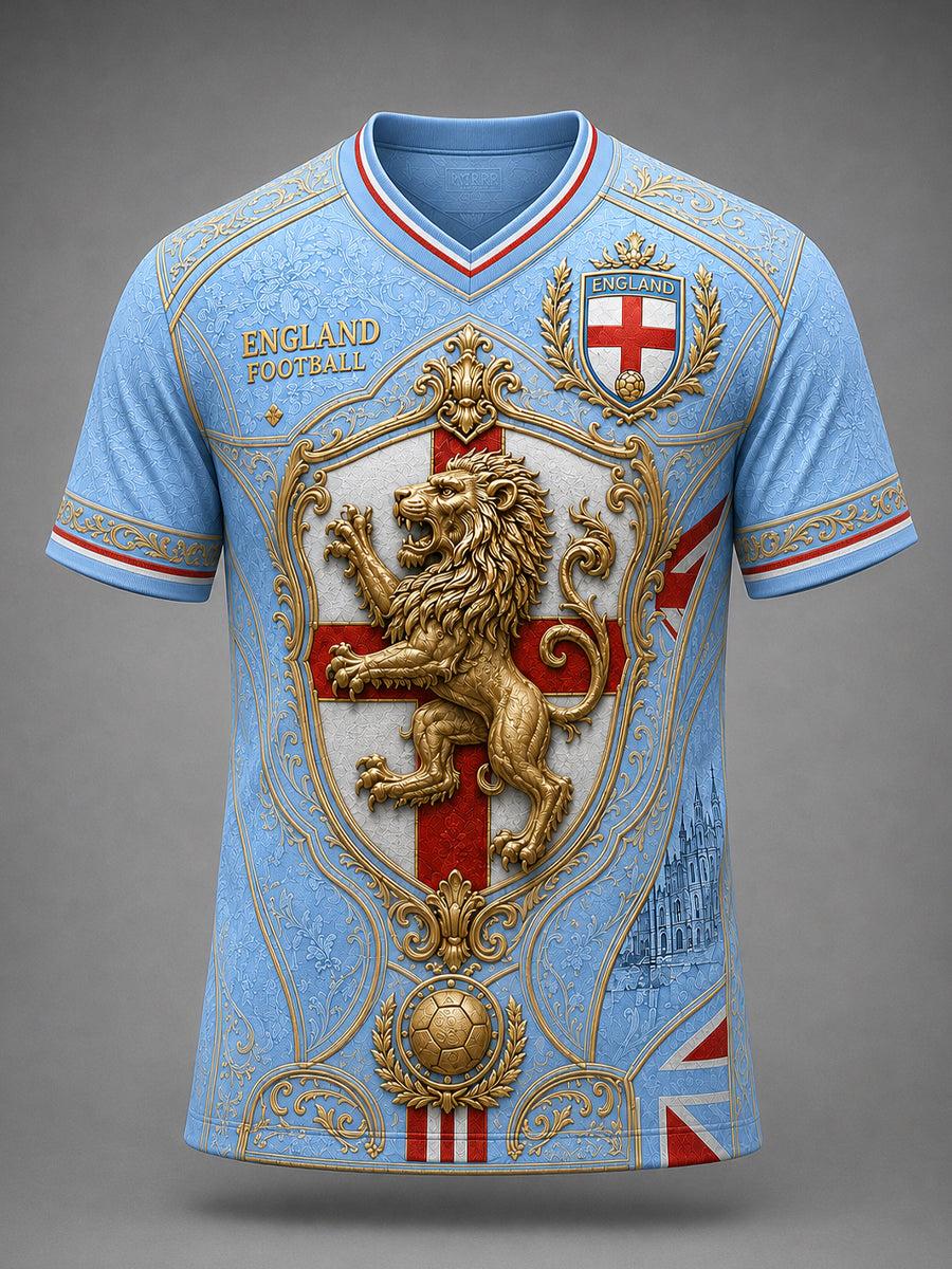 Retro England Football Fan Art Print Casual Jersey