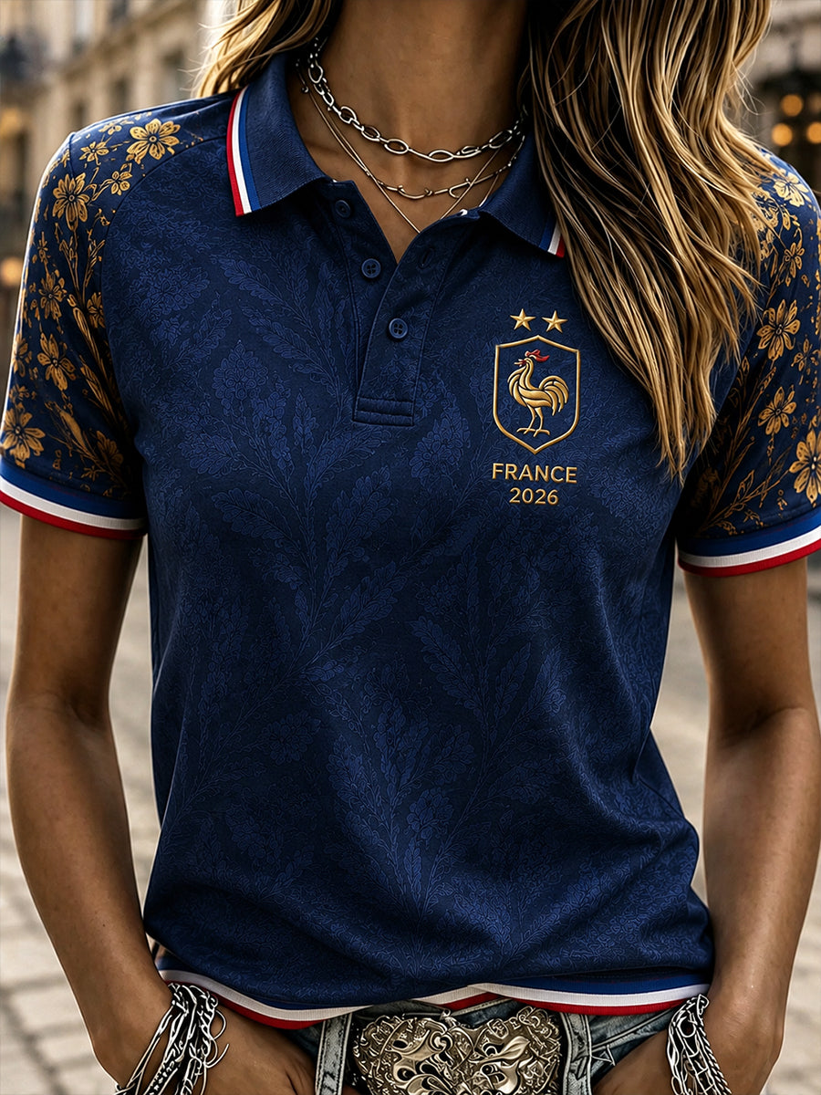 Women's France Football Polo T-Shirt