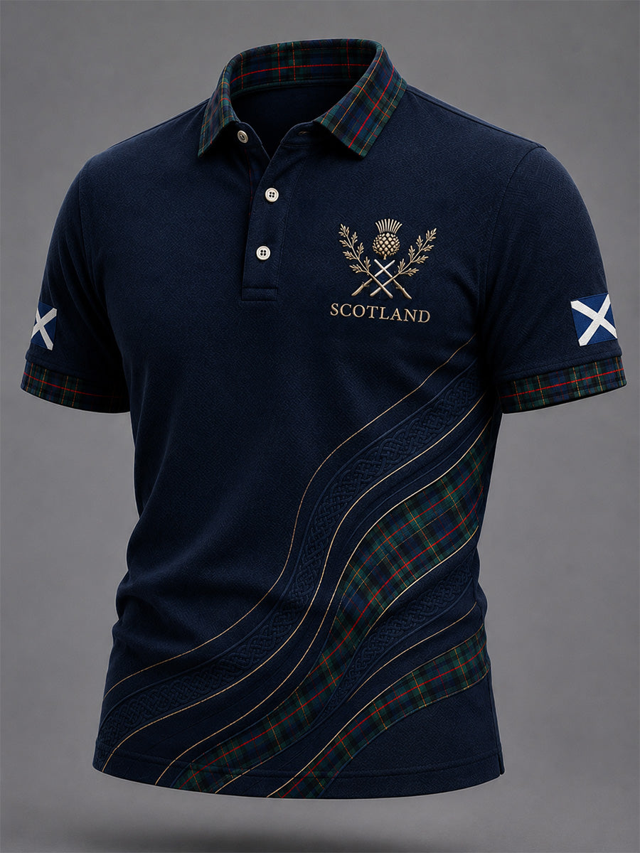 Men's Scottish Plaid Print Casual Polo