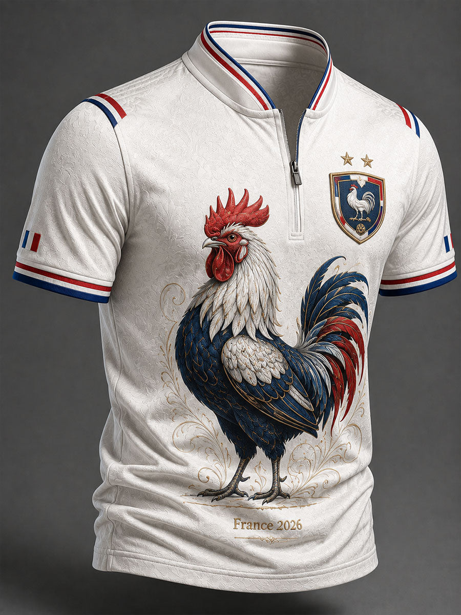 T-shirt à manches courtes France Football Zip pour homme