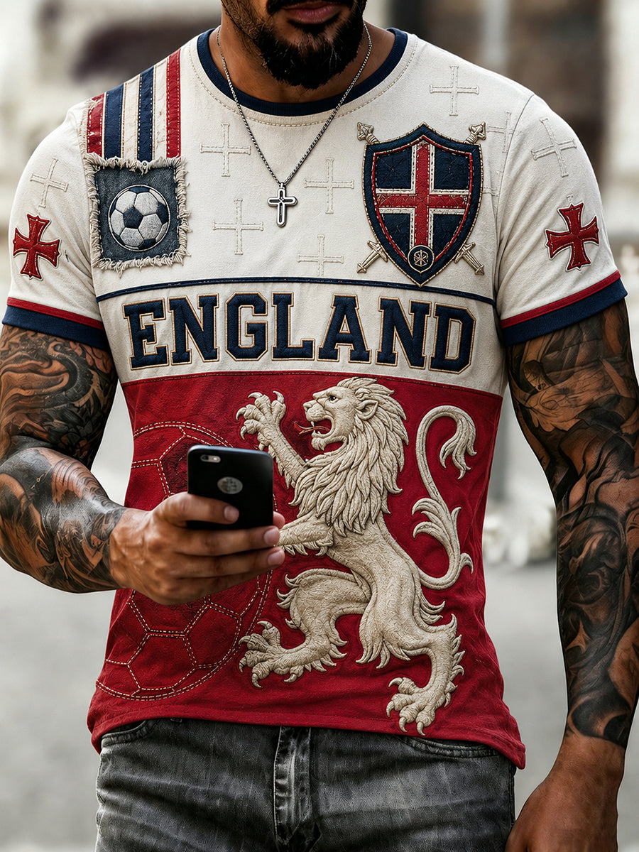 Retro England football fan art print casual jersey